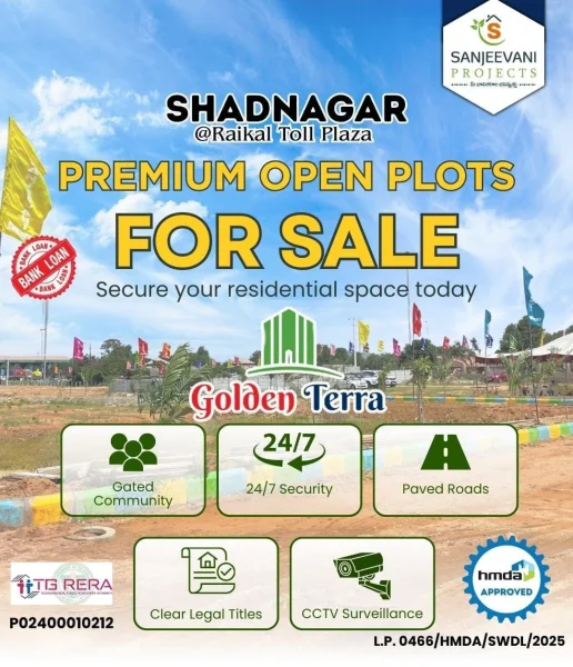 Residential Land in Hyderabad Shadnagar Secure Investment - Golden Terra